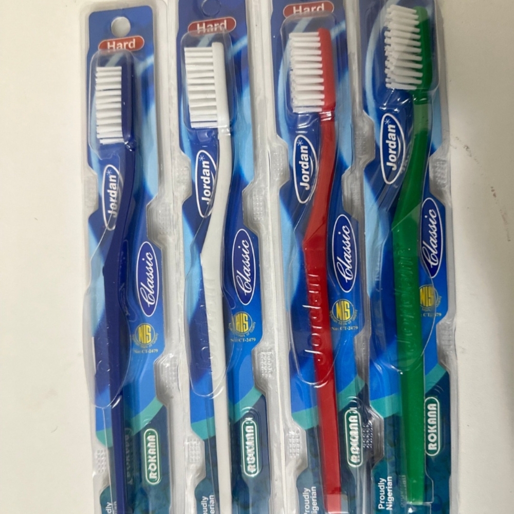 Jordan Vibrant Hard Toothbrush Set - Blue, Red, Green